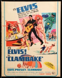 8b294 CLAMBAKE WC 1967 McGinnis art of Elvis Presley in speed boat with sexy babes, rock & roll!