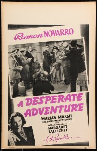 8b302 DESPERATE ADVENTURE WC 1938 Ramon Novarro & pretty Marian Marsh in a love triangle!