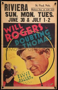 8b307 DOUBTING THOMAS WC 1935 great huge headshot of Will Rogers staring at Billie Burke!