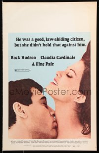 8b322 FINE PAIR WC 1969 romantic super close up of Rock Hudson & sexy Claudia Cardinale!