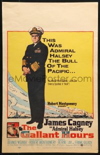 8b330 GALLANT HOURS WC 1960 full-length art of James Cagney as Admiral Bull Halsey in uniform!