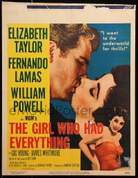 8b336 GIRL WHO HAD EVERYTHING WC 1953 sexy Elizabeth Taylor goes to the underworld for thrills!