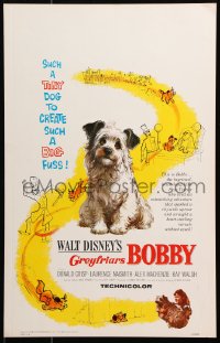 8b343 GREYFRIARS BOBBY WC 1961 Walt Disney, huge close up art of cute tiny Skye Terrier!