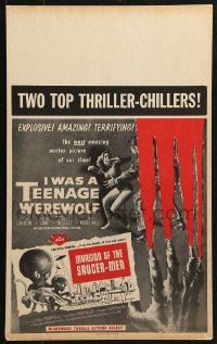 8b366 I WAS A TEENAGE WEREWOLF/INVASION OF THE SAUCER-MEN Benton WC 1957 two top thriller-chillers!