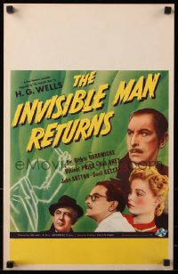 8b372 INVISIBLE MAN RETURNS WC 1940 Vincent Price, Cedric Hardwicke, H.G. Wells, cool sci-fi art!
