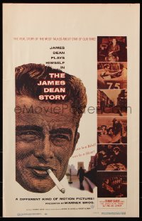 8b376 JAMES DEAN STORY WC 1957 cool close up smoking artwork, was he a Rebel or a Giant?