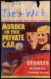 8b418 MURDER IN THE PRIVATE CAR WC 1934 art of Charlie Ruggles & Una Merkel by train, ultra-rare!