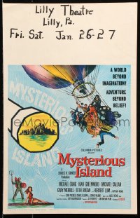 8b422 MYSTERIOUS ISLAND WC 1961 Ray Harryhausen, Jules Verne sci-fi, cool hot-air balloon image!