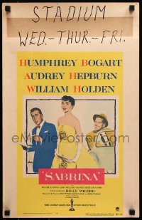 8b467 SABRINA WC 1954 Audrey Hepburn between Humphrey Bogart & William Holden, Billy Wilder!