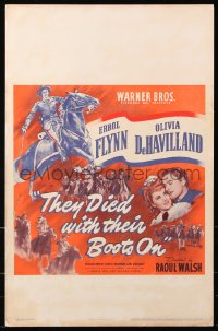 8b514 THEY DIED WITH THEIR BOOTS ON WC 1941 Errol Flynn as Custer, Olivia De Havilland, very rare!