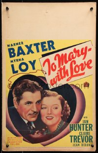 8b526 TO MARY - WITH LOVE WC 1936 great image of pretty Myrna Loy & Warner Baxter in hearts!