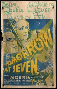 8b529 TOMORROW AT SEVEN WC 1933 Chester Morris, Vivienne Osborne, dagger & clock crime art, rare!