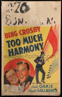 8b533 TOO MUCH HARMONY WC 1933 cool deco image of Bing Crosby & Judith Allen in musical note!