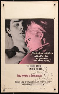 8b539 TWO WEEKS IN SEPTEMBER WC 1967 A Coeur Joie, Brigitte Bardot in love like never before, rare!