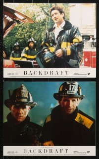 8c017 BACKDRAFT 8 color English FOH LCs 1991 firefighter Kurt Russell, directed by Ron Howard!