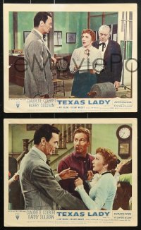 8c049 TEXAS LADY 8 color English FOH LCs 1955 Claudette Colbert, Barry Sullivan, western images!