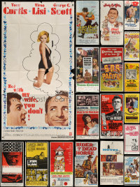 8d010 LOT OF 17 FOLDED 1960S THREE-SHEETS 1960s great images from a variety of different movies!