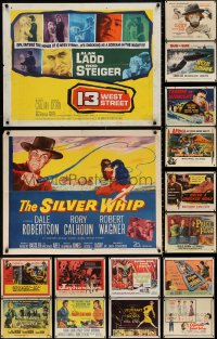 8d595 LOT OF 18 FORMERLY FOLDED HALF-SHEETS 1950s-1960s great images from a variety of movies!