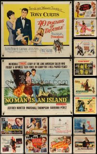 8d592 LOT OF 20 FORMERLY FOLDED HALF-SHEETS 1950s-1970s great images from a variety of movies!