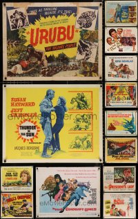 8d599 LOT OF 15 FORMERLY FOLDED HALF-SHEETS 1940s-1960s great images from a variety of movies!