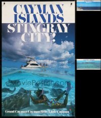 8d629 LOT OF 3 UNFOLDED CAYMAN ISLANDS TRAVEL POSTERS 1990s stingray city & other beach images!