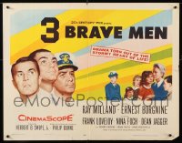 8d605 LOT OF 13 FORMERLY FOLDED 3 BRAVE MEN HALF-SHEETS 1957 Ray Milland, Ernest Borgnine, Lovejoy