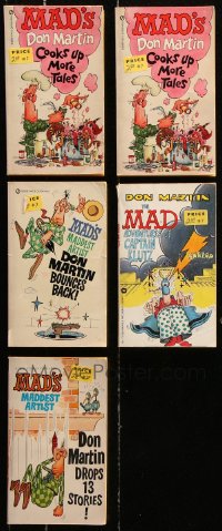 8d492 LOT OF 5 MAD DON MARTIN PAPERBACK BOOKS 1960s-1970s all with great cartoon cover art!