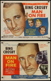 8d608 LOT OF 11 FORMERLY FOLDED MAN ON FIRE HALF-SHEETS 1957 Bing Crosby, two different styles!