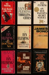 8d461 LOT OF 9 IAN FLEMING PAPERBACK BOOKS 1960s James Bond stories & more!