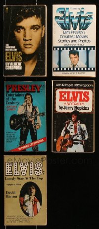 8d494 LOT OF 5 ELVIS PRESLEY BIOGRAPHY PAPERBACK BOOKS 1970s-1980s most with photo pages!