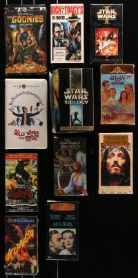 8d349 LOT OF 11 VHS TAPES 1980s-2000s Goonies, Star Wars Trilogy, Willy Wonka, Algiers & more!