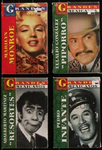 8d498 LOT OF 4 MEXICAN ACTOR BIOGRAPHY SOFTCOVER BOOKS 1990s Marilyn Monroe, Resortes, Piporro!