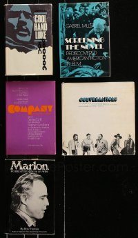 8d493 LOT OF 5 HARDCOVER BOOKS 1960s-1980s Cool Hand Luke, Marlon Brando biography & more!