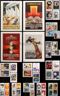 8d638 LOT OF 48 UNFOLDED GERMAN AUTOMOBILE EXHIBITION 12X17 REPRINT POSTERS 1980s cool art!