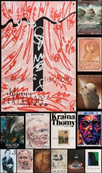8d647 LOT OF 15 UNFOLDED POLISH POSTERS 1980s a variety of cool surreal artwork images!