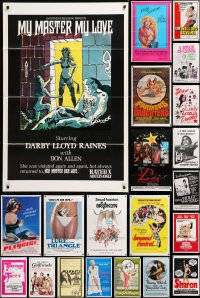 8d523 LOT OF 24 FORMERLY TRI-FOLDED 27X41 SEXPLOITATION ONE-SHEETS 1970s-1980s sexy images!