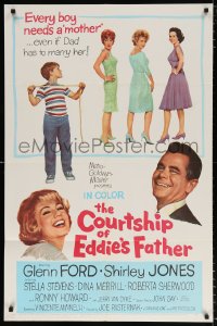 8f247 COURTSHIP OF EDDIE'S FATHER 1sh 1963 Ron Howard helps Glenn Ford choose his new mother!
