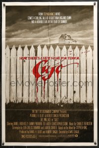 8f261 CUJO 1sh 1983 Stephen King, horrifying artwork of bloody fence & house by Robert Tanenbaum!