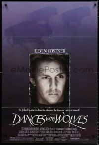 8f266 DANCES WITH WOLVES DS 1sh 1990 Kevin Costner directs & stars, image of buffalo!