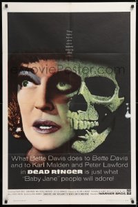 8f281 DEAD RINGER 1sh 1964 creepy close up of skull & Bette Davis, who kills her own twin!