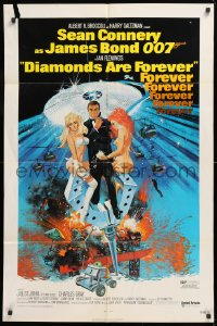 8f304 DIAMONDS ARE FOREVER 1sh 1971 art of Sean Connery as James Bond 007 by Robert McGinnis!