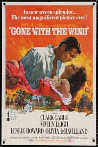 8f446 GONE WITH THE WIND 1sh R1968 Howard Terpning art of Gable carrying Leigh over burning Atlanta!