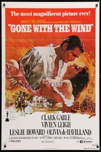 8f447 GONE WITH THE WIND 1sh R1980 Clark Gable, Vivien Leigh, Terpning artwork, all-time classic!