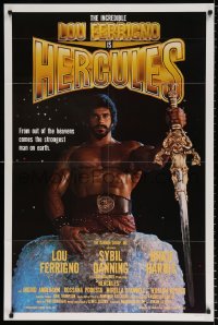 8f470 HERCULES int'l 1sh 1983 Lou Ferrigno with huge sword is the strongest man on Earth!