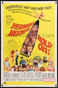 8f481 HOLD ON 1sh 1966 rock & roll, great image of Herman's Hermits, Shelley Fabares!