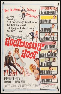 8f482 HOOTENANNY HOOT 1sh 1963 cool musical images with a ton of top country music stars!