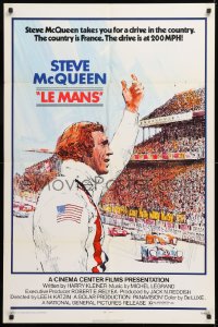 8f587 LE MANS 1sh 1971 Tom Jung artwork of race car driver Steve McQueen waving at fans!