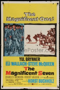 8f622 MAGNIFICENT SEVEN 1sh 1960 Yul Brynner, Steve McQueen, 7 Samurai cowboy remake!