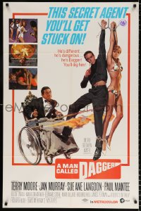 8f626 MAN CALLED DAGGER 1sh 1967 Terry Moore, Paul Mantee, great art of guy in wheelchair with guns