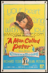 8f629 MAN CALLED PETER 1sh 1955 Richard Todd & Jean Peters make your heart sing with joy!